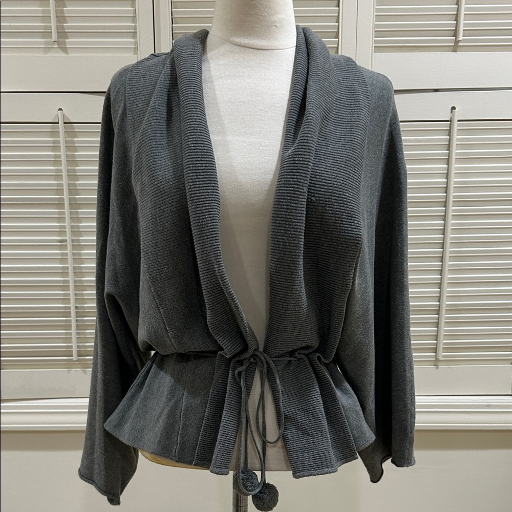 525 America Gray Open Front Cardigan with adjustable string